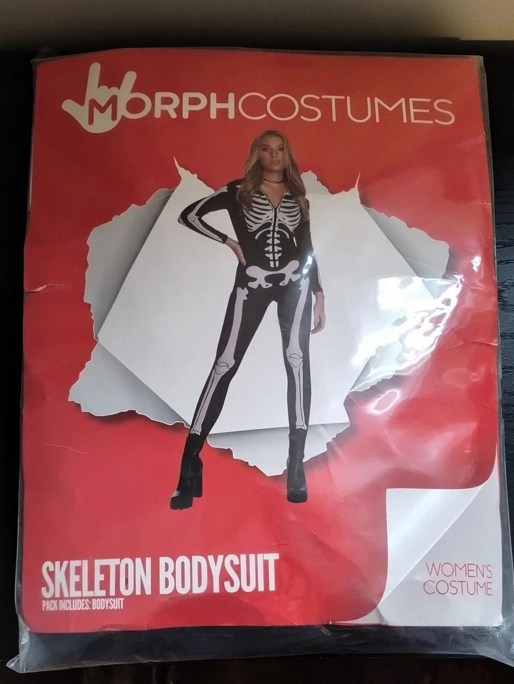 Morph Costumes Skeleton Bodysuit Black & White Large